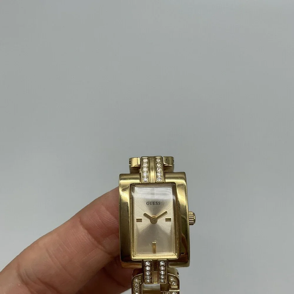 Guess L10644L1 Womens Watch 18mm Gold Tone Logo G Band New Battery 7.5